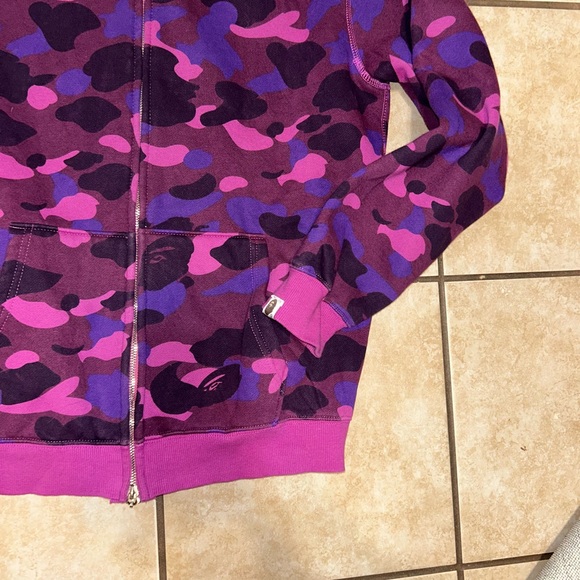 BAPE A BATHING APE PURPLE COLOR CAMO SHARK FULL ZIP HOODIE Men’s Medium - Picture 4 of 14